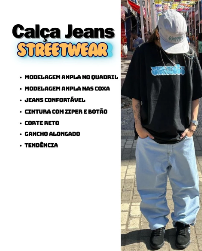 Calça Jeans Balão larga masculina