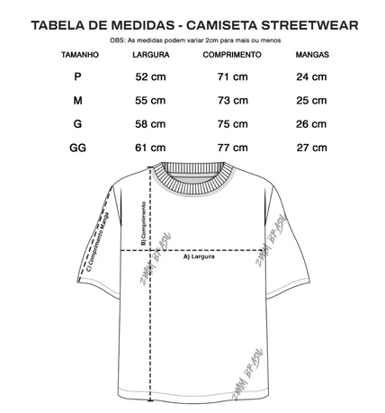 Camiseta Oversized Streetwear Masculina Gola Alta