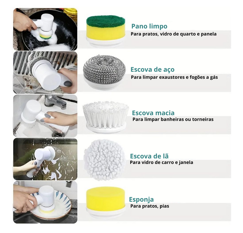 Escova de Limpeza Elétrica Multifuncional