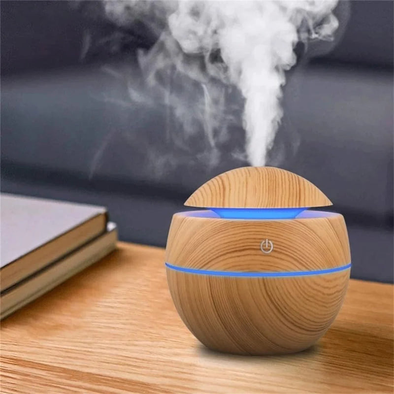 Umidificador elétrico difusor de aroma de ar, umidificador de madeira