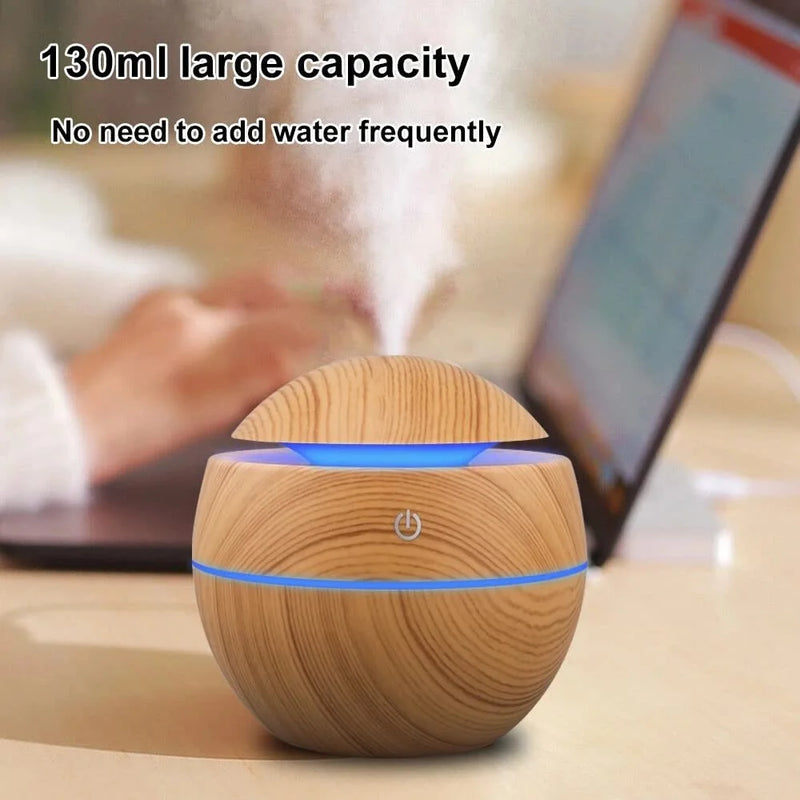 Umidificador elétrico difusor de aroma de ar, umidificador de madeira