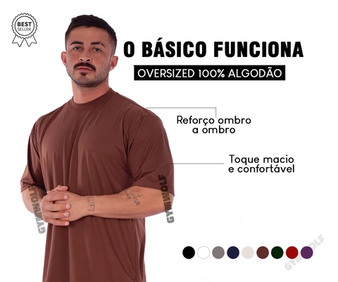 Camiseta Oversized Streetwear Masculina Gola Alta